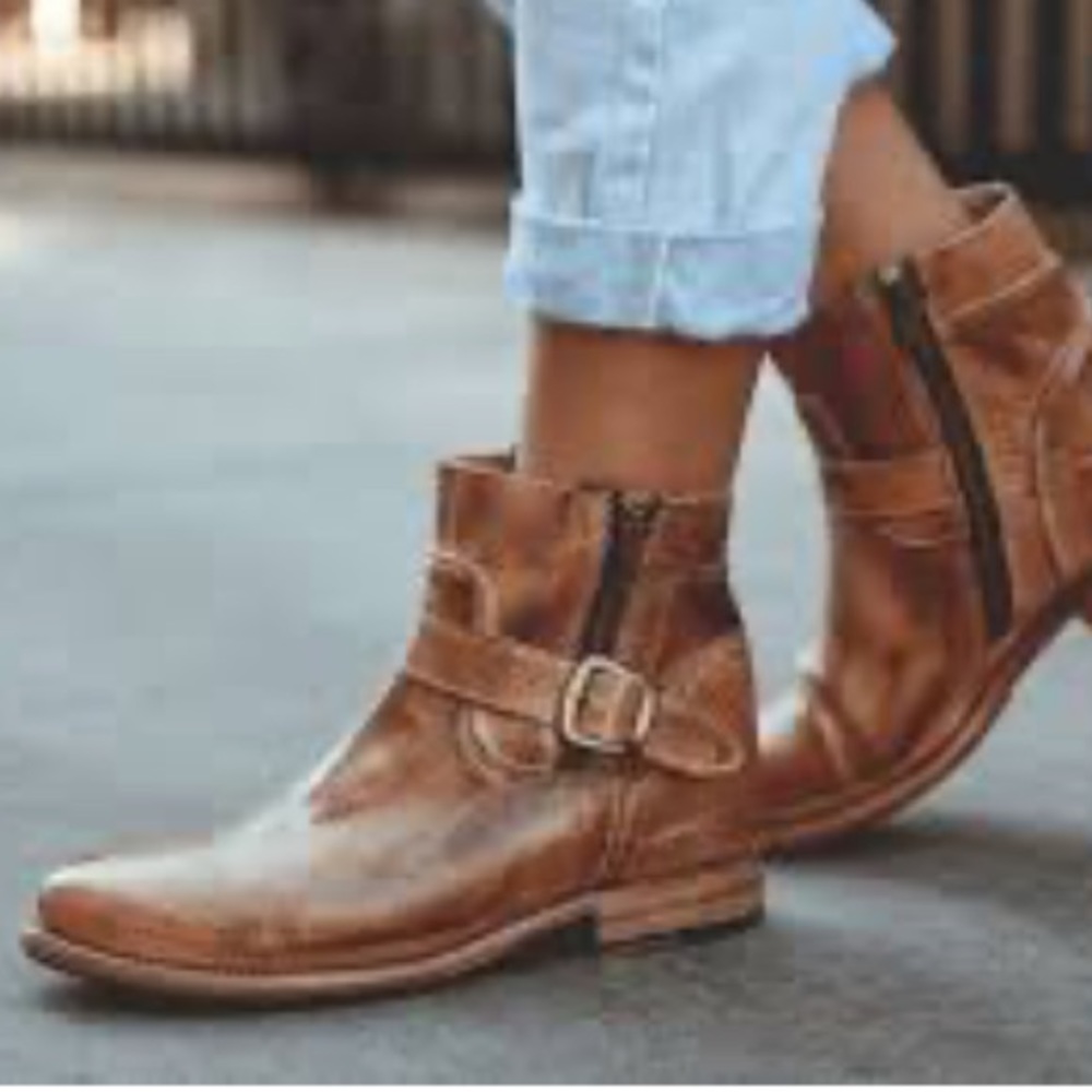 Bed Stu Cobbler Series Becca Tan Leather Rustic Ankle Boots